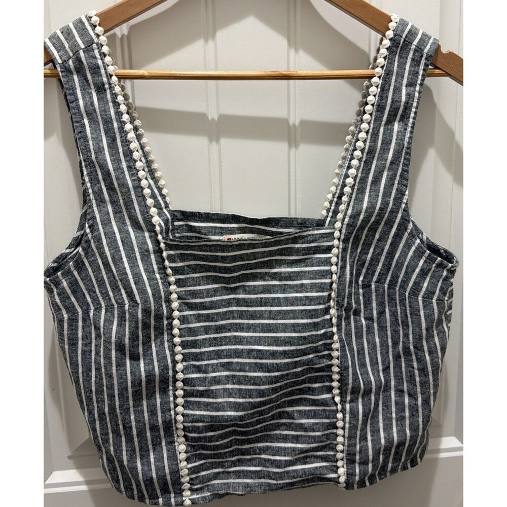 Marine Layer Stella Crop Top Gray White Stripe Women’s S Coastal Boho Beach